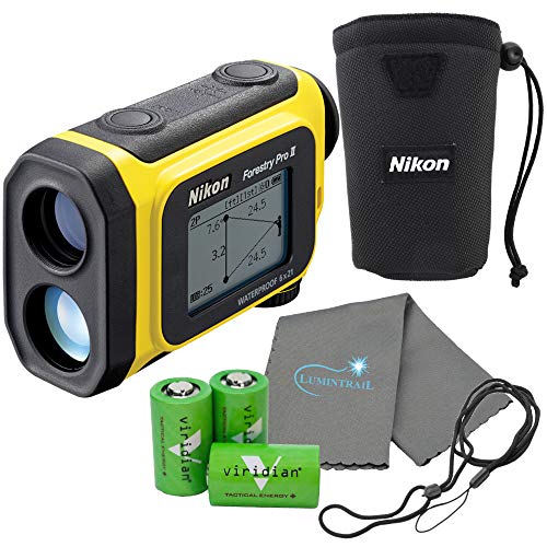 Nikon Forestry Pro II Laser Rangefinder Hypsometer Bundle with 3 Extra CR2 Batteries and a Lumintrail Cleaning Cloth