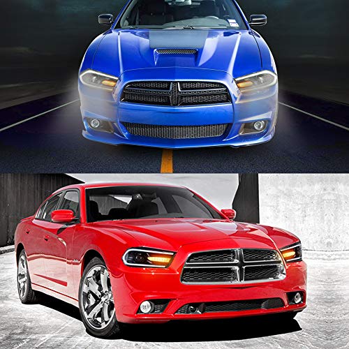 A&K Led Headlights for Dodge Charger 2015 2016 2017 2018 2019 2020,Dual Beam Head Lamp Assembly with Turn Signal Light and Led Daytime Running Light,Driver and Passenger Side(Clear Len)