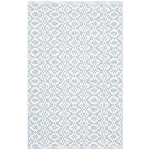 Safavieh Montauk Collection MTK716B Handmade Flatweave Ivory and Light Blue Cotton Area Rug (8' x 10')