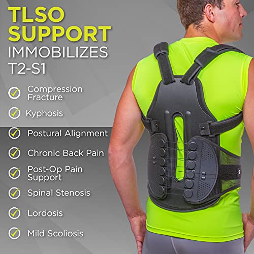 BraceAbility Plus Size TLSO Back Clamshell Brace - XXL Hard Turtle Shell Full-Body Support Jacket for Thoracic Kyphosis, Parkinson's Disease, Scoliosis, Fractured Spine, Post-Surgery Recovery (2XL)