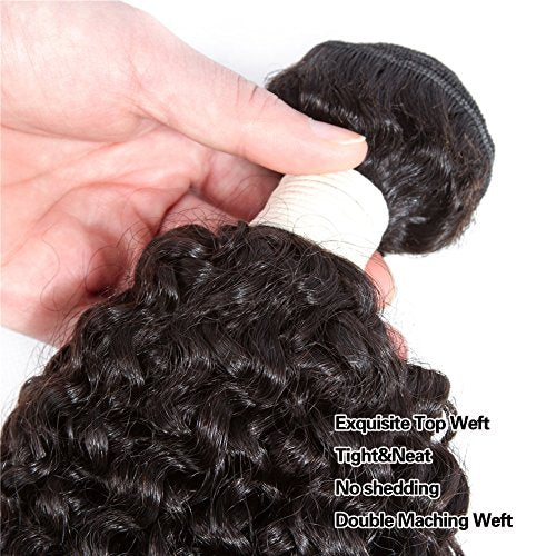 12A Kinky Curly Human Hair Weave 3 Bundles 18 20 22 Jerry Curly 100% Human Hair Weaving Unprocessed Soft Human Hair Extensions Natural Color bohemian Curl No Shedding Total 300g Pecwu