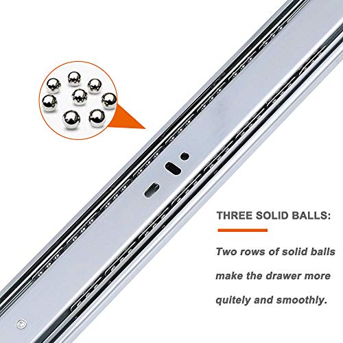 10 Pairs 20 inch Soft Close 3 Folds Full Extension Drawer Slides, Ball Bearing Side Mount Drawer Slides; Zinc Plated-Cold Rolled Steel