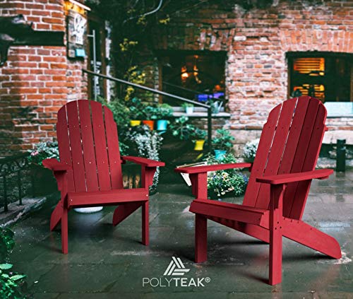 PolyTEAK Traditional Element Faux Wood Poly Adirondack Chair Adult-Size Weather Resistant Made From Special Formulated Poly Lumber Plastic