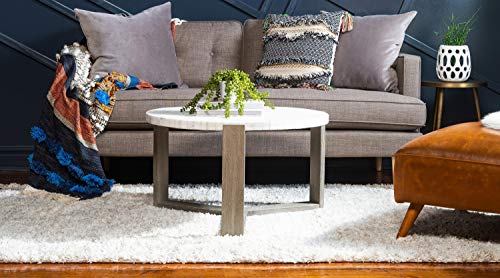 Unique Loom Hygge Shag Collection Solid Plush Cozy Ivory Area Rug (9' 0 x 12' 0)