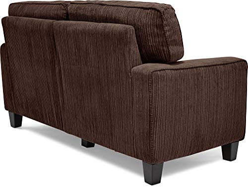Serta Palisades Upholstered Sofas for Living Room Modern Design Couch, Straight Arms, Soft Fabric Upholstery, Tool-Free Assembly, 61" Loveseat, Brown