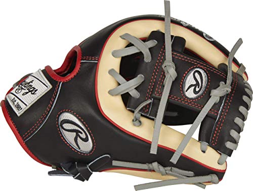 Rawlings Heart of The Hide R2G Baseball Glove, Black/Camel/Red, 11.5 inch, Pro I Web, Right Hand Throw