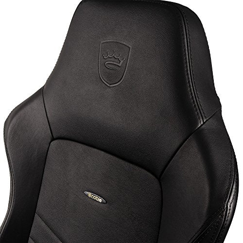 noblechairs Hero Gaming Chair - Office Chair - Desk Chair - Real Leather - 330 lbs - 125° Reclinable - Lumbar Support - Racing Seat Design - Black