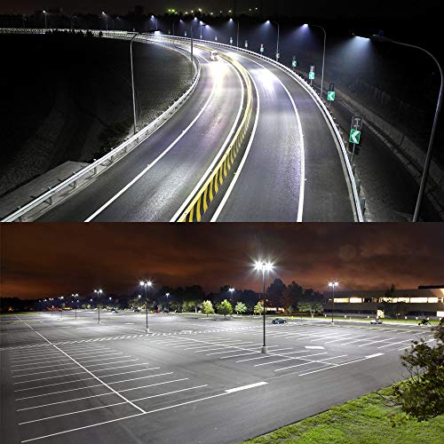LED Parking Lot Light, 21000LM 5700K Dusk to Dawn Photocell LED Street Lights, IP66 Waterproof Commercial Area Road Lighting,LED Shoebox Pole Light with Slipfitter Bracket (150W)
