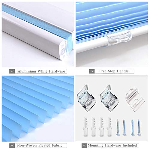 Cordless Pleated Window Shades, Free Stop Custom Made Any Size from 20-78inch Wide Light Filtering UV Protection Red Window Blinds, 66" W x 96" L