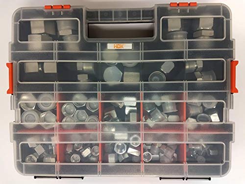 158 PC Hydraulic Deluxe Cap & Plug Kit. 64 JIC, 64 Flat Face/Face Seal, 30 NPT (Pipe).