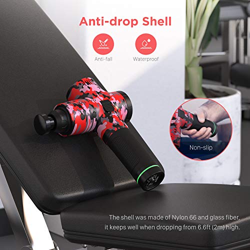 Massage Gun Muscle Neck Back Massager Deep Tissue Percussion Handheld Shoulder Massager Super Quiet Brushless Motor, opove M3 Pro Camouflage Red