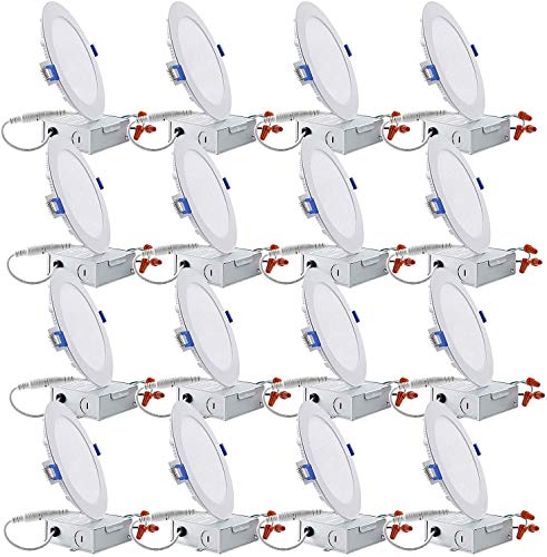 TORCHSTAR Essential Series 16Pack 12W 6" Recessed Lighting, Dimmable Ultra-Thin Ceiling Light, 4000K Cool White, 100W Eqv
