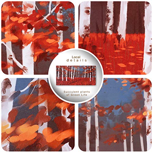 Large Wall Art Red Tree Forest Landscape Picture Modern Birch Trees Canvas Prints Nature Painting Artwork Gallery and Framed for Home Living Room Bedroom Office Decor Huge Size 60x30inch