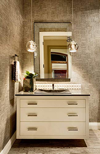 Large Framed Wall Mirror with Angled Beveled Mirror Frame | Premium Silver Backed Glass Panel Vanity, Bedroom, or Bathroom | Luxury Mirrored Rectangle Hangs Horizontal or Vertical (24" x 36")