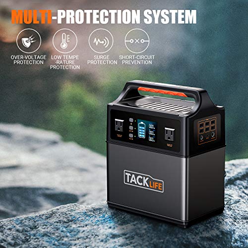 TACKLIFE P40 400Wh Portable Power Station Pure Sine Wave 110V / 300W AC / DC Solar Generator with Multiple Outlets, Rechargeable Backup Power Supply for Outdoor Using