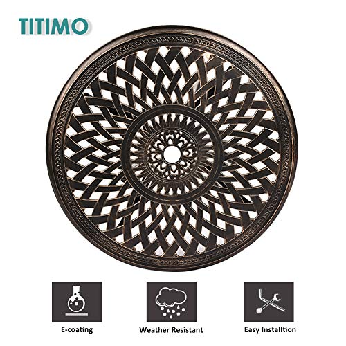 TITIMO 31 inch Diameter Outdoor Round Patio Bistro Dining Table Cast Aluminum with Umbrella Hole Conversation Table …