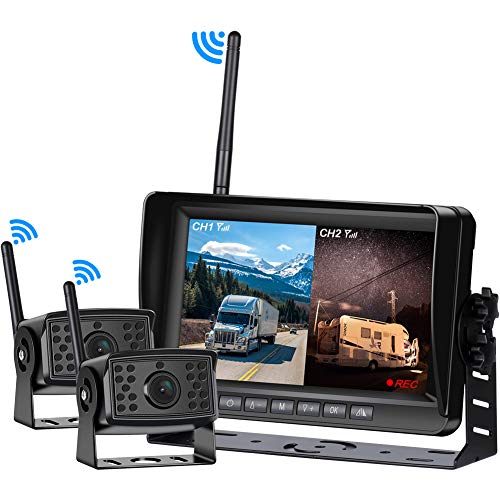 Digital Wireless Backup Camera Kit, Niloghap Upgrade HD Observation System, 7" Built-in DVR Monitor