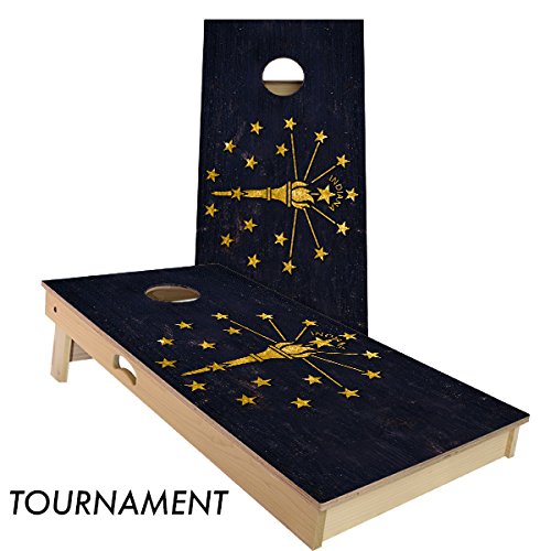 Rustic State Flag 4 by 2 feet Regulation Size Cornhole Boards Sets; 100% USA Made | Slick Woody's Cornhole Company (Full Color Indiana)