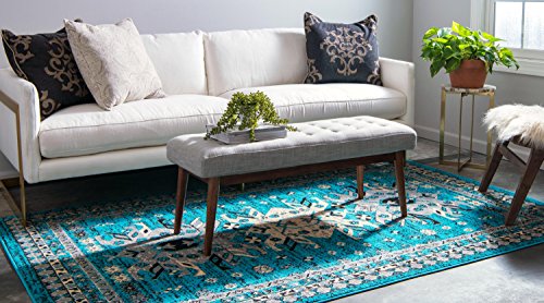 Unique Loom Taftan Collection Geometric Tribal Turquoise Area Rug (9' 10 x 13' 0)