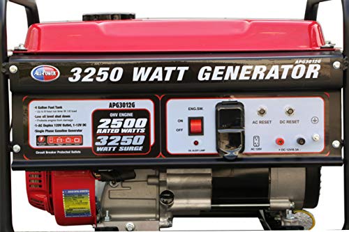 All Power America APG3012G 3250 Watt Portable Generator Gas Powered, Hurricane Damage Restoration, Black/Red