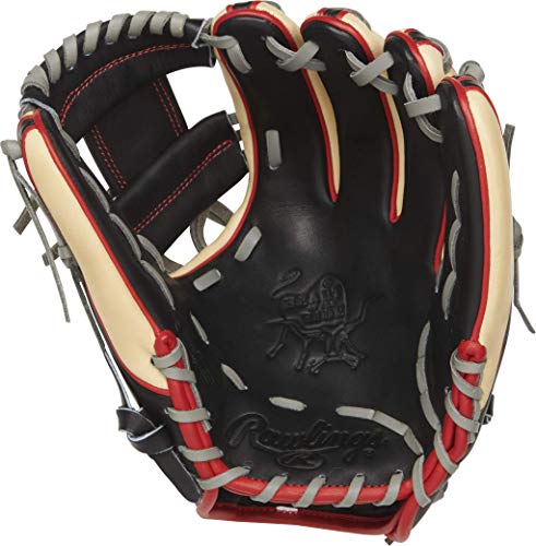 Rawlings Heart of The Hide R2G Baseball Glove, Black/Camel/Red, 11.5 inch, Pro I Web, Right Hand Throw