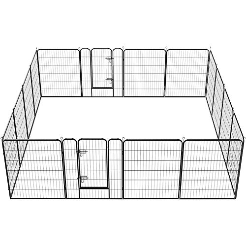 Yaheetech 40-inch Dog Playpen with Door Pet Playpen for Large and Small Dogs, Foldable Dog Exercise Pens Indoor & Outdoor 16 Panel
