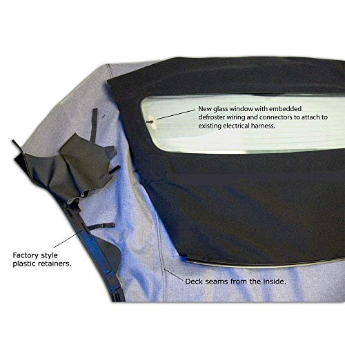 AutoBerry Ford Mustang Convertible Top (2005-2014) Complete Factory Style Heated Glass Window in Sailcloth Vinyl Black