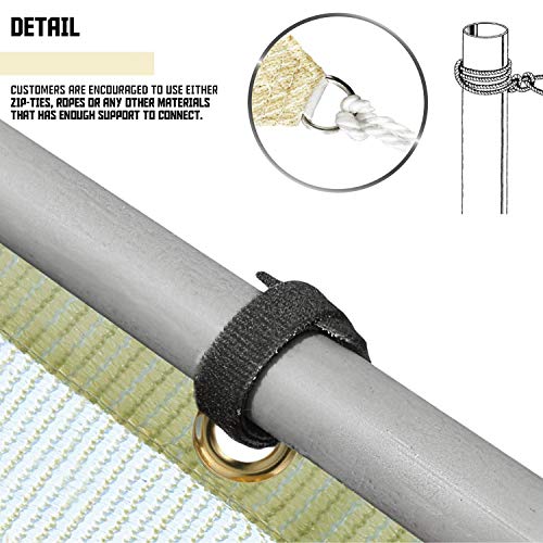 TANG Sunshades Depot 11'x18' Straight Side Sun Shade Sail 180 GSM Beige Patio Rectangle Shade Fabric UV Blocker Shelter Deck Dock Carport Driveway Pergola Cover Outdoor Backyard Deck 3 Year Warranty