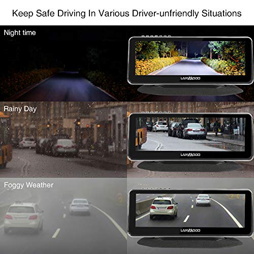 LANMODO Car Night Vision Front and Rear Dual Camera,Waterproof 8.2" HD Screen 1080P Full-Color Image Active Infrared Backup Camera Sony DSP Chip Inside,Night View Distance up to 984 ft/300M