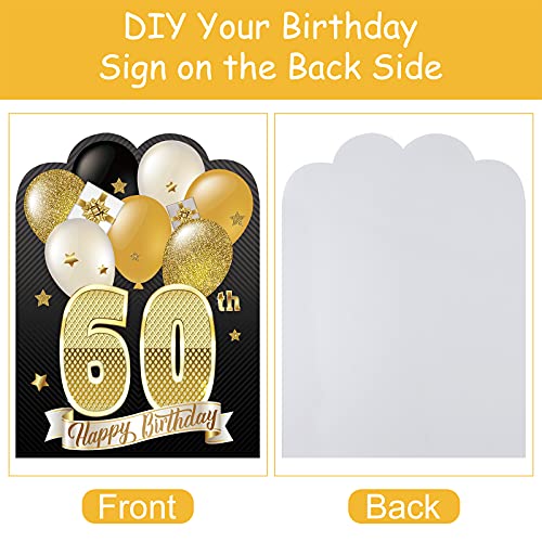 KUUQA 6Pcs 60th Happy Birthday Yard Sign with Stakes, Birthday Lawn Sign Birthday Outdoor Yard Sign Gold Happy Birthday Party Decorations
