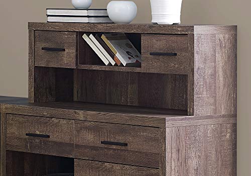 Monarch Specialties Computer Desk L-Shaped - Left or Right Set- Up - Corner Desk with Hutch 60"L (Brown Reclaimed Wood)
