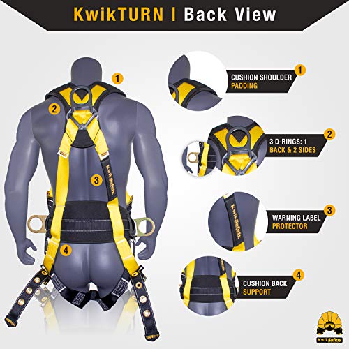 KwikSafety (Charlotte, NC) TYPHOON (4 PACK) ANSI Fall Protection Full Body Safety Harness Personal Protective Equipment Dorsal Ring Side D-Rings Grommet Leg Straps Tool Lanyard Bolt Pouch Construction