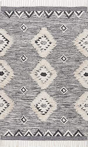 nuLOOM Moroccan Shag Fringe Wool Rug, 6' x 9', Grey