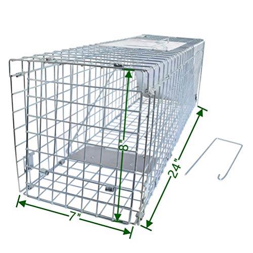 labworkauto Collapsible Humane Live Animal Cage Trap 24" x 8" x 7" for Rabbits Groundhog Stray Cat Squirrel Raccoon Mole Gopher Chicken Opossum Skunk Chipmunks