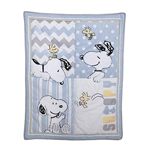 Lambs & Ivy My Little Snoopy 4-Piece Crib Bedding Set - Blue, Gray, White