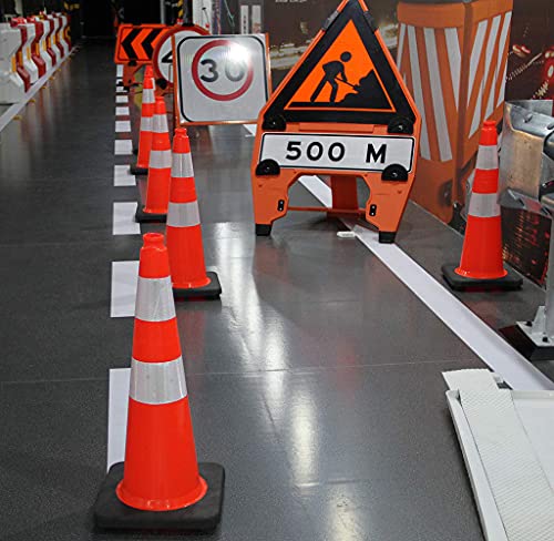 (8 Cones) BESEA 28” inch Orange PVC Traffic Cones, Black Base Construction Road Parking Cone Structurally Stable Wearproof (28" Height)