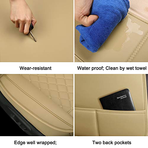 LUCKYMAN CLUB Beige Car Seat Covers Fit for Chevy Impala Malibu Nissan Altima Murano Hyundai Sonata Vw Jetta Passat (Beige)