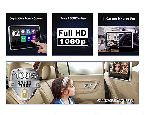XTRONS 2 x 10.1 Inch Pair HD Digital TFT Capacitive Touch Screen Car Headrest DVD Player 1080P Video Children IR Headphones(Blue&Pink)
