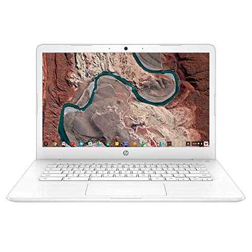 Latest_HP 14" Chromebook FHD (No Touch), Intel Celeron, 4GB RAM, 32GB Internal + 32GB External Storage, Chrome OS, Wireless Mouse & Sleeve Included (White)