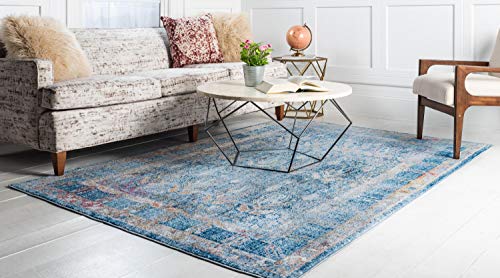 Unique Loom Brighton Collection Bright Traditional Bohemian Vintage Blue Area Rug (9' 0 x 12' 0)