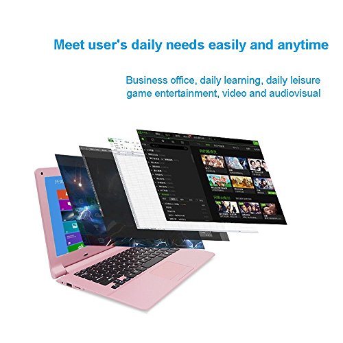 Smartbook A116 High-Performance 11.6 inch Ultra-Thin Portable Office Entertainment Notebook only 0.8KG (Intel Quad-core Processor, pre-Installed Windows 10 Professional, Office 2010 (2G+32GB, Pink)