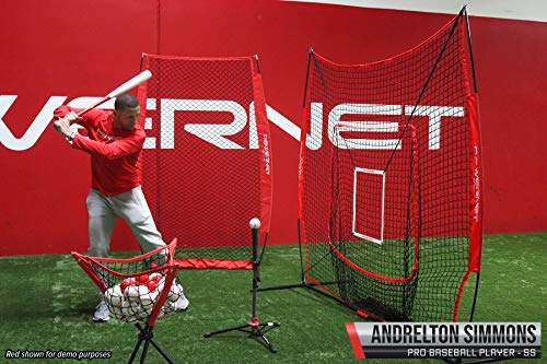 PowerNet All in ONE Coach Bundle (Navy) 7x7 DLX Practice Net + I-Screen +3Pack Weighted Training Ball