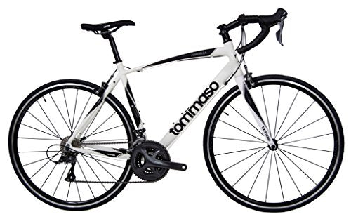 Tommaso Forcella Endurance Aluminum Road Bike, Carbon Fork, Shimano Claris R2000, 24 Speeds, Aero Wheels - Matte White - Large
