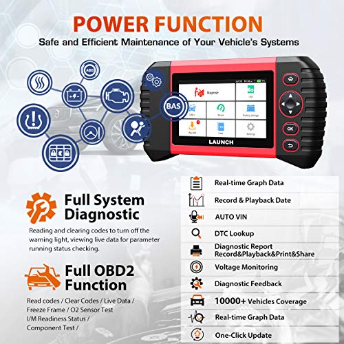 LAUNCH Scan Tool CRP Touch PRO Elite 2021 Newest All System Diagnostic Scanner Tool, 7 Reset Services Oil SAS EBP BMS DPF ABS Bleeding Throttle Adaptation Auto VIN 7.0 Android, One-Click Free Update