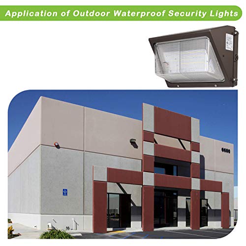 Hykolity High Output LED Wall Pack Outdoor Commercial Area Security Light 0-10V Dimmable 5000K Daylight DLC Complied 4 Pack