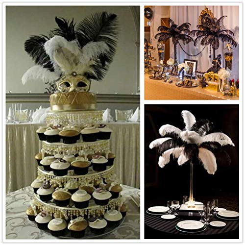 LanShi Natural 16-18 inch(40-45cm) Ostrich Feathers Plume for Wedding Centerpieces Home Decoration Black 50Pcs
