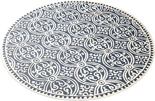 Safavieh Cambridge Collection CAM123G Handmade Moroccan Wool Area Rug, 9' x 9' Round, Navy Blue/Ivory