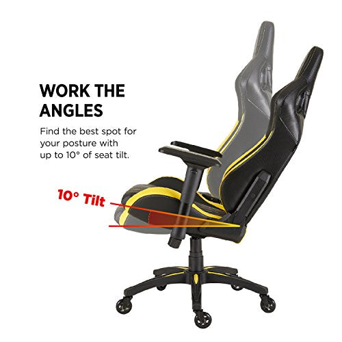 CORSAIR CF-9010015 WW T1 Gaming Chair Racing Design, Black/Yellow