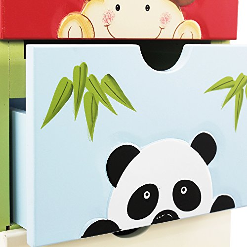 Fantasy Fields - Sunny Safari Animals Durable Wooden Hand Crafted Kids Storage Cabinet with 5 Drawers - Blue