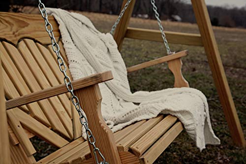 Hanging Porch Swing Amish Furniture | Wooden Heart Back Outdoor Bench Swings Unfinished Wood (4 Foot)